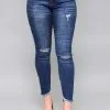 L&B Apparel Dark Wash Distressed Skinny Jeans -Clothing Women's Clothing/Brgs sales store 17083 1