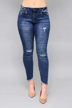 L&B Apparel Dark Wash Distressed Skinny Jeans