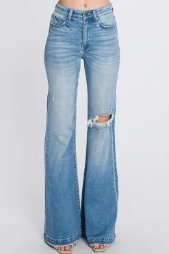 Petra Petite Distressed High-Rise 70'S Inspired Flare