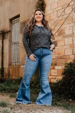 L&B Apparel Winsome Mid Wash Bell Bottom Jeans -Clothing Women's Clothing/Brgs sales store 1LB18087 2 MW X 2