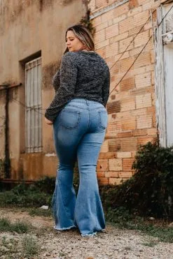 L&B Apparel Winsome Mid Wash Bell Bottom Jeans -Clothing Women's Clothing/Brgs sales store 1LB18087 2 MW X 4 1