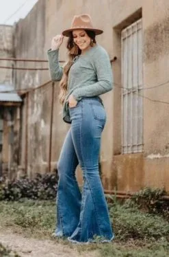 L&B Apparel Winsome Mid Wash Bell Bottom Jeans