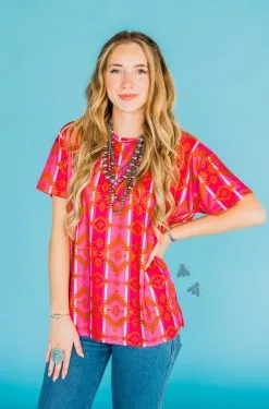 2 Fly Co. Strawberry Aztec Top