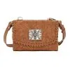 American West Texas Two Step Crossbody Wallet Natural Tan