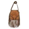 American West Tooled Rose Fringed Crossbody Bag