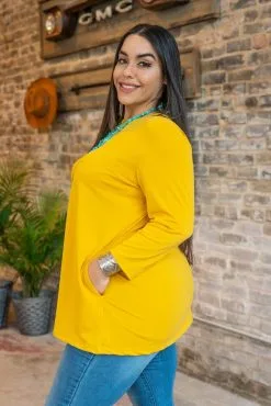L&B Apparel Basic Babe Mustard 3/4 Sleeve Tunic 9 L&B Apparel Basic Babe Mustard 3/4 Sleeve Tunic -Clothing Women's Clothing/Brgs sales store BASIC 02 MUSTARD X 3