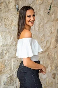 L&B Apparel Reagan White Off Shoulder Body Suit 7 L&B Apparel Reagan White Off Shoulder Body Suit -Clothing Women's Clothing/Brgs sales store BASIC 36 WHITE 4