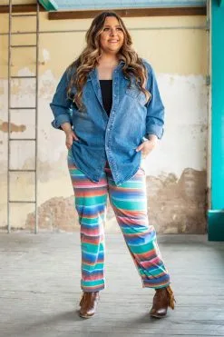 L&B Apparel Serape Print Boyfriend Jeans -Clothing Women's Clothing/Brgs sales store DP5358 TS X 3 1