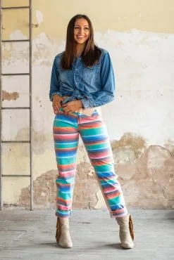 L&B Apparel Serape Print Boyfriend Jeans