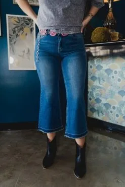 L&B Apparel Dark Wash Wide Leg Capri Jeans Plus Size