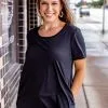 L&B Apparel Essential Black Short Sleeve Top -Clothing Women's Clothing/Brgs sales store ES3 STP BLK 2 n 1