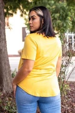 L&B Apparel Essential Caged Neckline Mustard Top -Clothing Women's Clothing/Brgs sales store ES4 SC MUS X 4 1