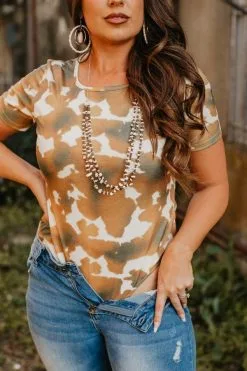 L&B Apparel Everyday Essential Cowhide Print Bodysuit -Clothing Women's Clothing/Brgs sales store ES9 S COW 1