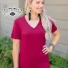 Crazy Train Apparel Forever Fave Basic Maroon Top -Clothing Women's Clothing/Brgs sales store ForeverFaveBasicTeeMaroon1