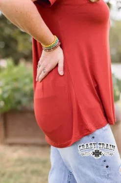 Crazy Train Apparel Forever Fave Basic Rust Top -Clothing Women's Clothing/Brgs sales store ForeverFaveRust3