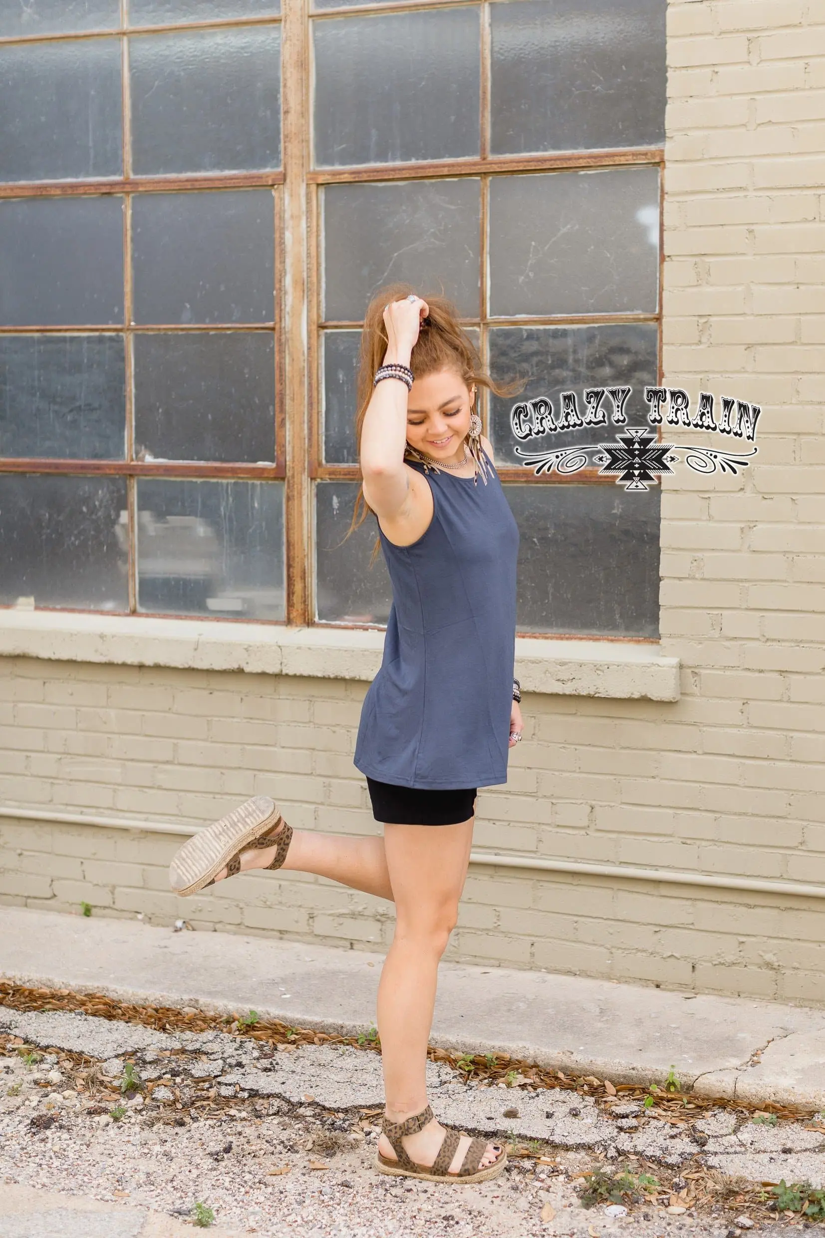 Crazy Train Clothing Go With The Flow Navy Tank 7 Crazy Train Clothing Go With The Flow Navy Tank - Image 5