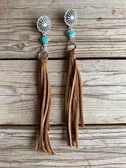Isac Trading Concho And Tassel Earrings