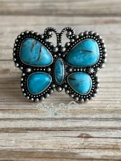 Blue Tortoise Western Butterfly Ring