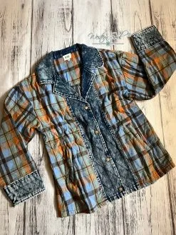 Bibi Quilted Plaid And Denim Shacket