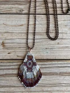 TURQUOISE HAVEN Maroon Sparkle Seed Bead Necklace