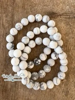 Trendy Wholesale White Marbled Bead Stretch Bracelet