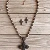 Blue Tortoise Western Cross Pendant Necklace