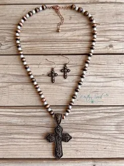 Blue Tortoise Western Cross Pendant Necklace