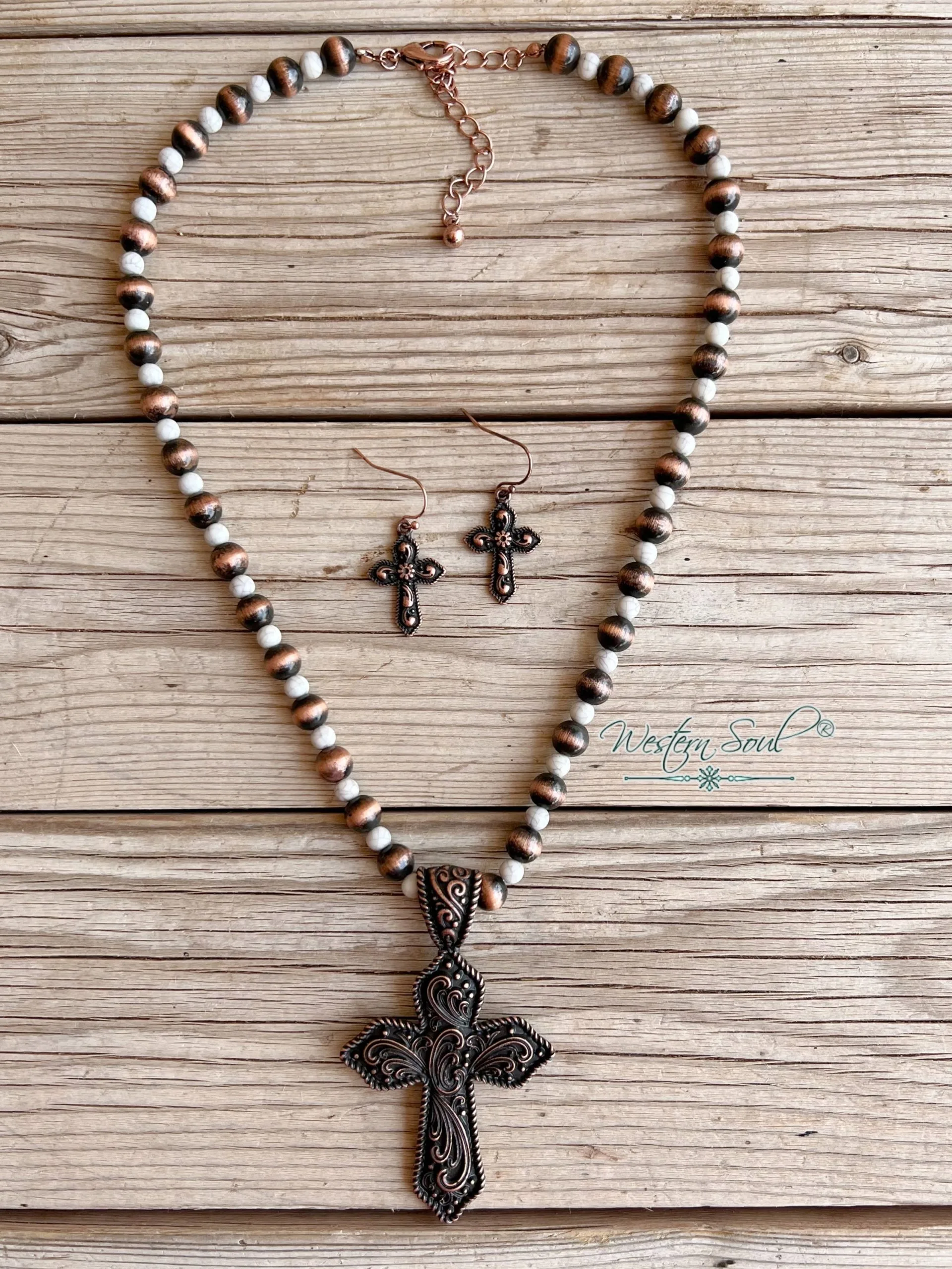 Blue Tortoise Western Cross Pendant Necklace 3 Blue Tortoise Western Cross Pendant Necklace