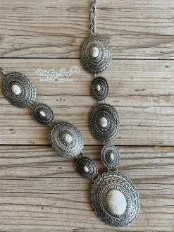 Blue Tortoise Western Concho Statement Necklace