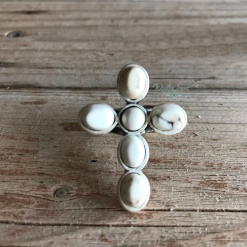 Isac Trading White Stone Cross Ring