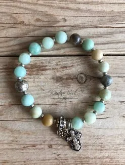 Blue Tortoise Beaded Charm Bracelet