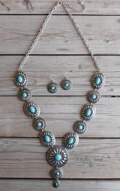 Blue Tortoise Western Legend Concho Necklace Set