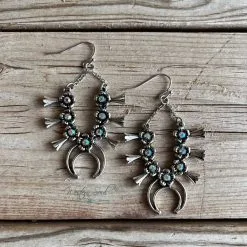 Blue Tortoise Squash Blossom Bling Earrings
