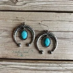 Blue Tortoise Squash Blossom Dangle Earrings