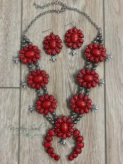 Blue Tortoise Wild Horses Squash Blossom Necklace Set