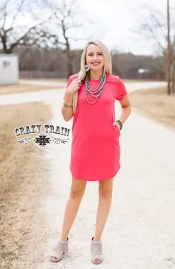Crazy Train Clothing Line Drive Dress Coral