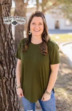 Crazy Train Clothing Solid Choice Olive Top