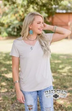 Crazy Train Apparel Forever Fave Basic Cream Top