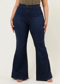 Vibrant MIU Plus Size Dark Wash High Rise Flared Jeans