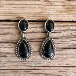 Blue Tortoise Midnight Teardrop Earrings