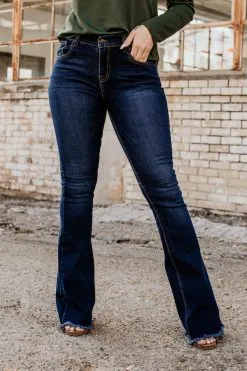 L&B Apparel Raleigh Dark Wash Flare Jeans -Clothing Women's Clothing/Brgs sales store L18021 DW 8