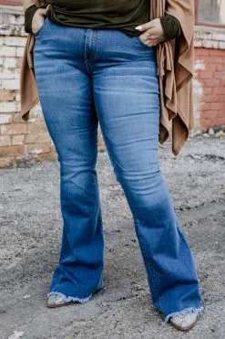 L&B Apparel Plus Size Mid Wash Flare Jeans