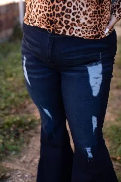 L&B Apparel Dark Wash Extreme Flare Heavy Weight Plus Size Jeans -Clothing Women's Clothing/Brgs sales store L19581 DB X 1 qcux 04