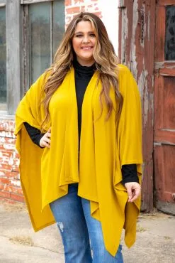 L&B Apparel High Plains Mustard Ruana Wrap