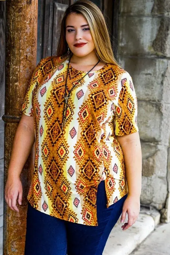 L&B Apparel Hello Autumn Aztec Print Top 4 L&B Apparel Hello Autumn Aztec Print Top - Image 2