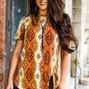 L&B Apparel Hello Autumn Aztec Print Top 2 L&B Apparel Hello Autumn Aztec Print Top -Clothing Women's Clothing/Brgs sales store LBST F0654 ORANGE AZTEC 6 1