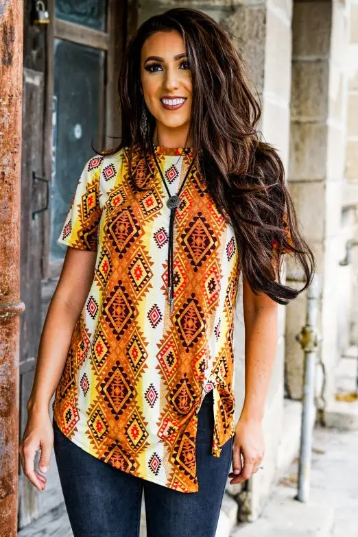 L&B Apparel Hello Autumn Aztec Print Top 3 L&B Apparel Hello Autumn Aztec Print Top