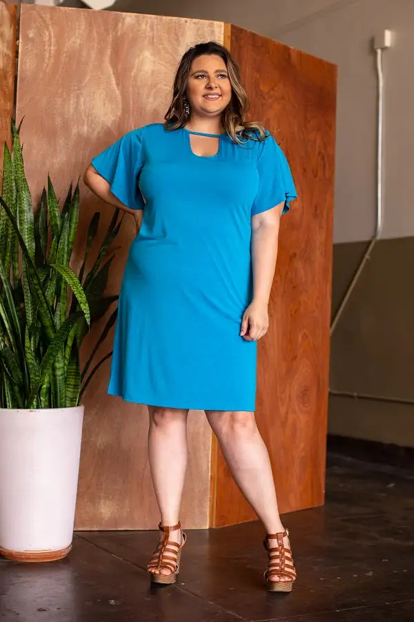 L&B Apparel Blue Jade Flutter Dress 7 L&B Apparel Blue Jade Flutter Dress - Image 5