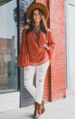 L&B Apparel Ivory Distressed Jeggings