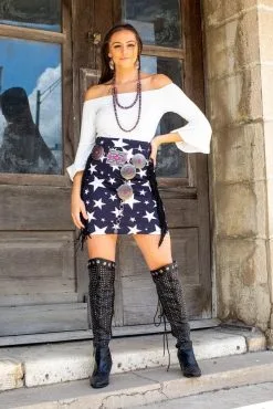 L&B Apparel Stella Star Print Mini Skirt